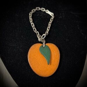🎭 SOLD 🎭 Vintage HERMES Chèvre Fruit Bag Charm / Keychain ( Peach )